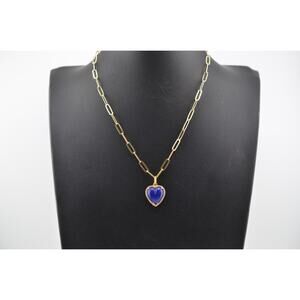 Rachel Reinhardt Blue Lapis Petite Heart Pendant Necklace with Zirconia Pavé